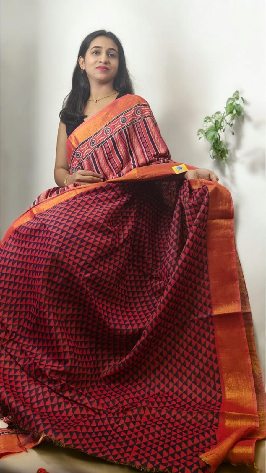 Ajrakh block print Lenin sarees