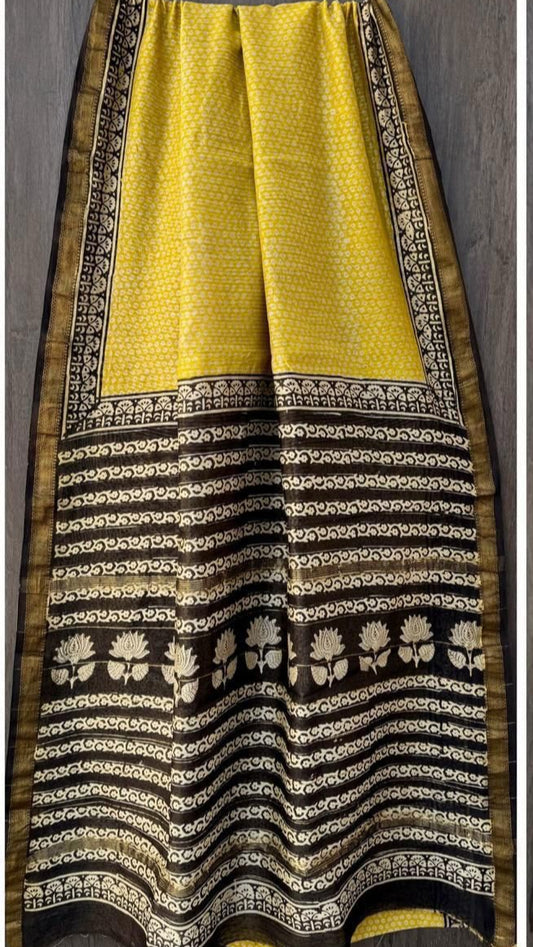 Half & Half style Maheshwari silk cotton Saree