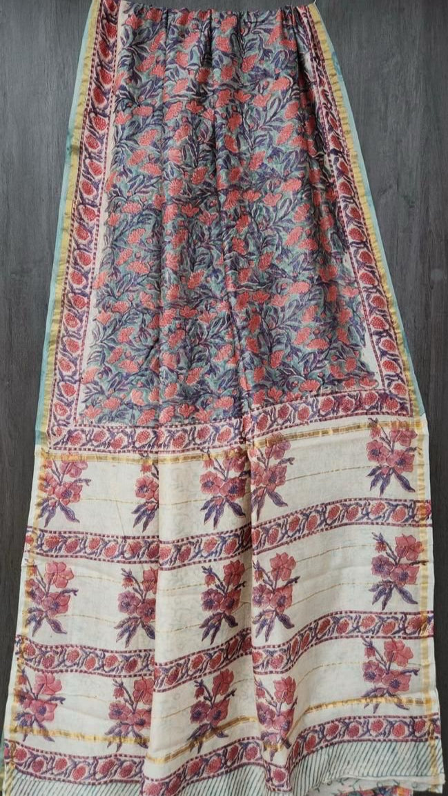 Pastel Green floral Chanderii silk