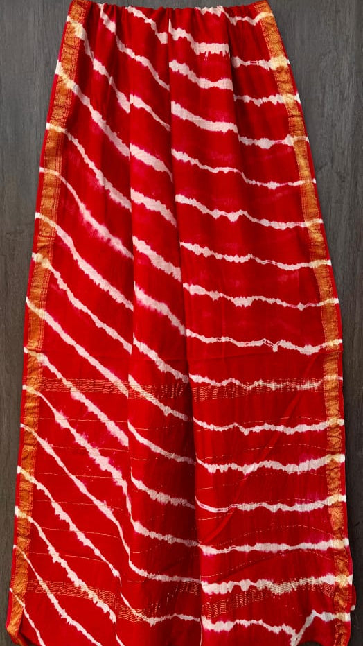 Red Leheriya Maheshwari  silk cotton saree